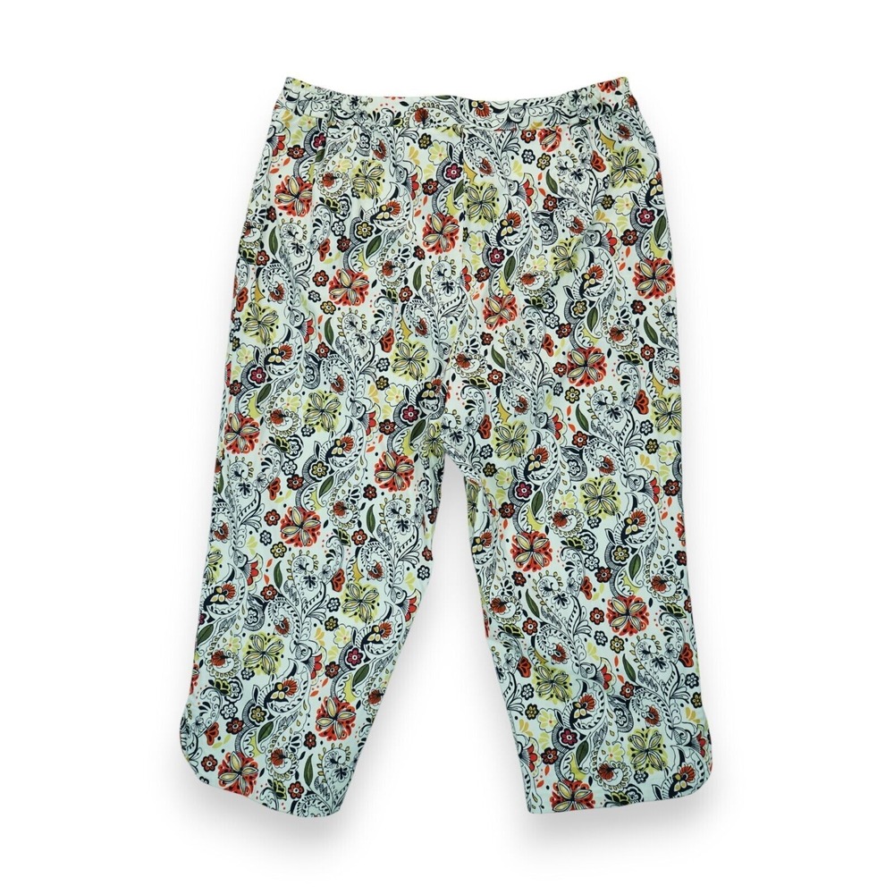 Koret Capri Pants Women's Floral Pattern Multicolor Stretch Pockets Size 16 - Picture 2 of 7